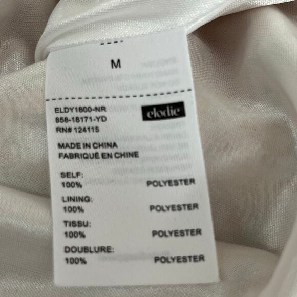 Elodie White Multi Floral Sheer Ruched Front Tie Surplice Mini Dress Medium NWOT - Picture 13 of 16